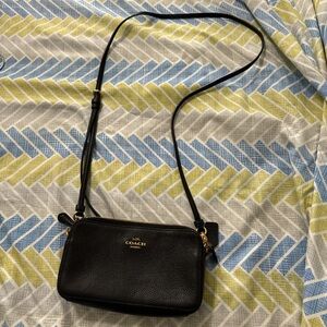 Coach Black Pebbled Leather Crossbody Bag